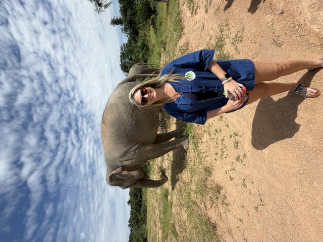 Nicole with an elephant
