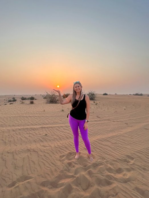 Nicole in the desert at sunset
