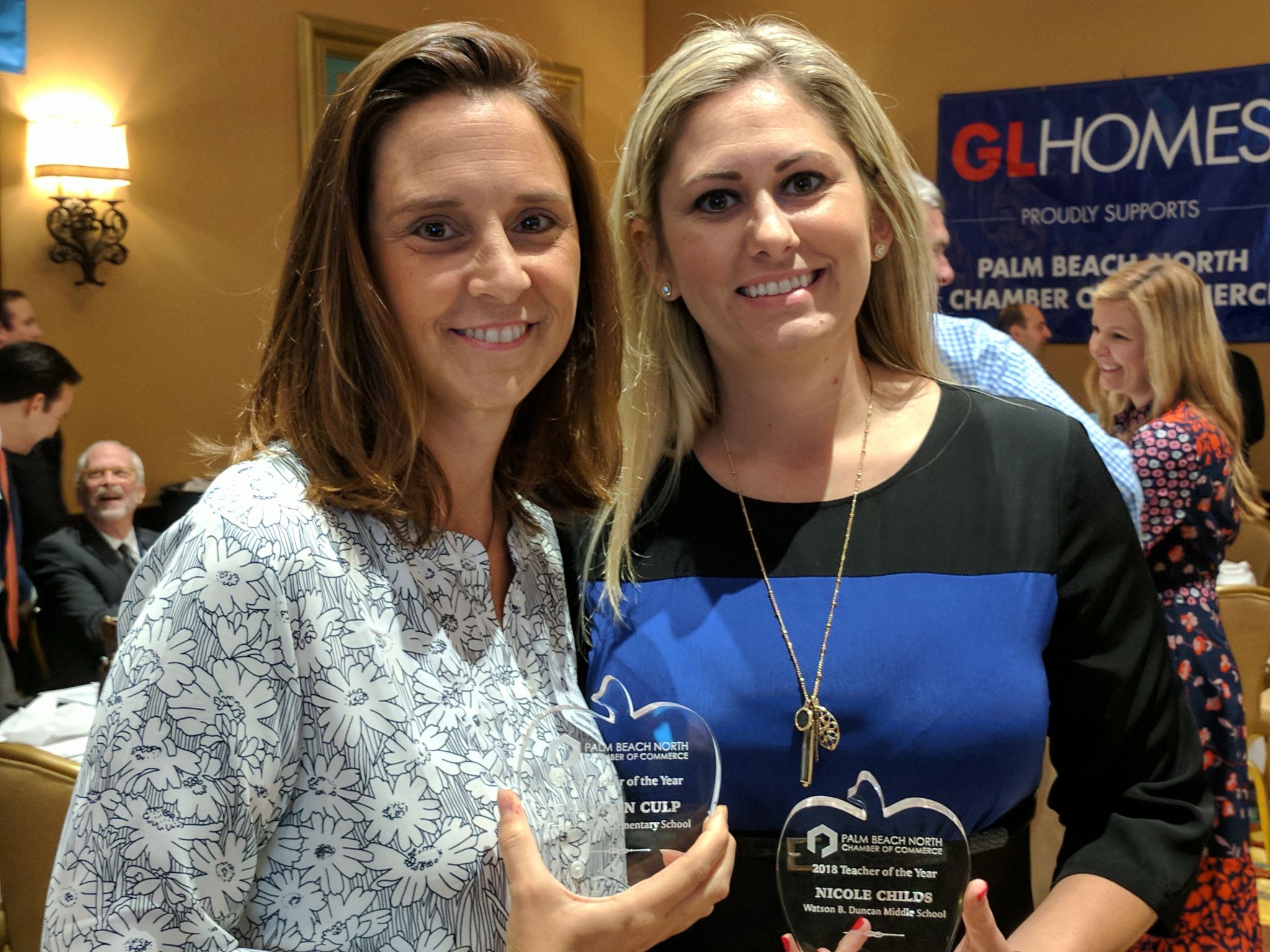 Nicole Meyer receiving 2018 Teacher of the Year award at Palm Beach North Chamber of Commerce